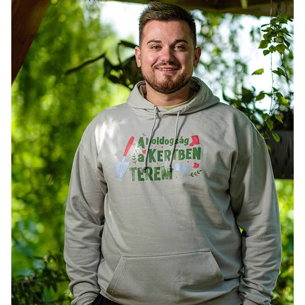 A boldogság a kertben terem uniszex kertész pulóver