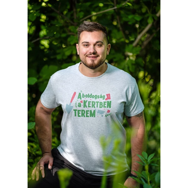 egyedi, feliratos, kiváló minőségű férfi kerti póló