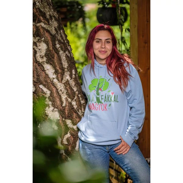 Én a fákkal vagyok kék uniszex kertész pulóver