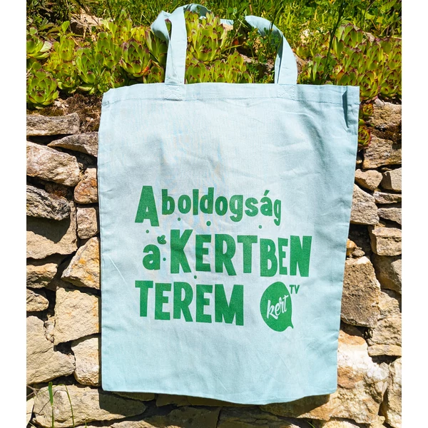 A Boldogság a kertben terem világoszöld vászontáska