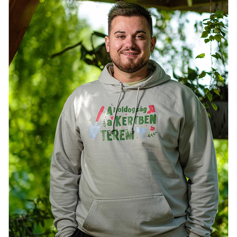 A boldogság a kertben terem uniszex kertész pulóver
