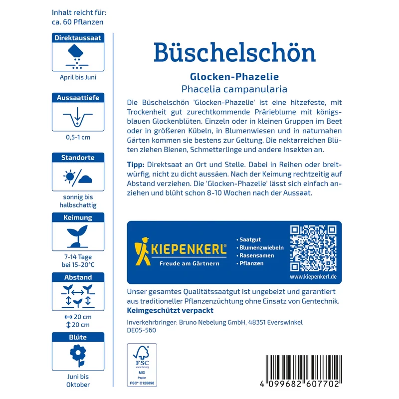 Kiepenkerl Büschelschön mézontófű (facélia) virágmag