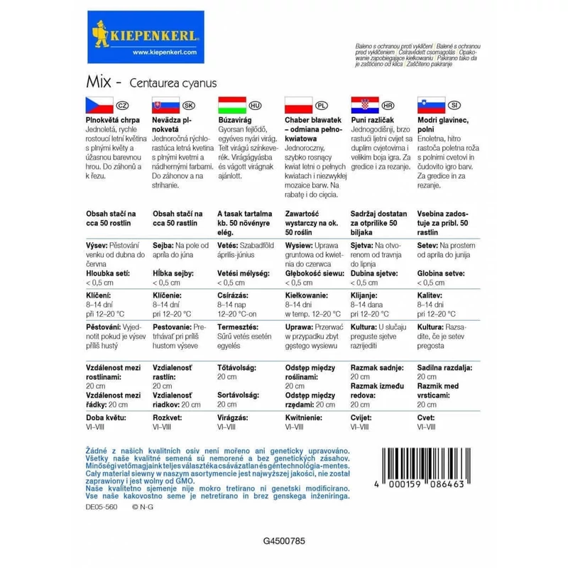 búzavirág színkeverék vetőmag