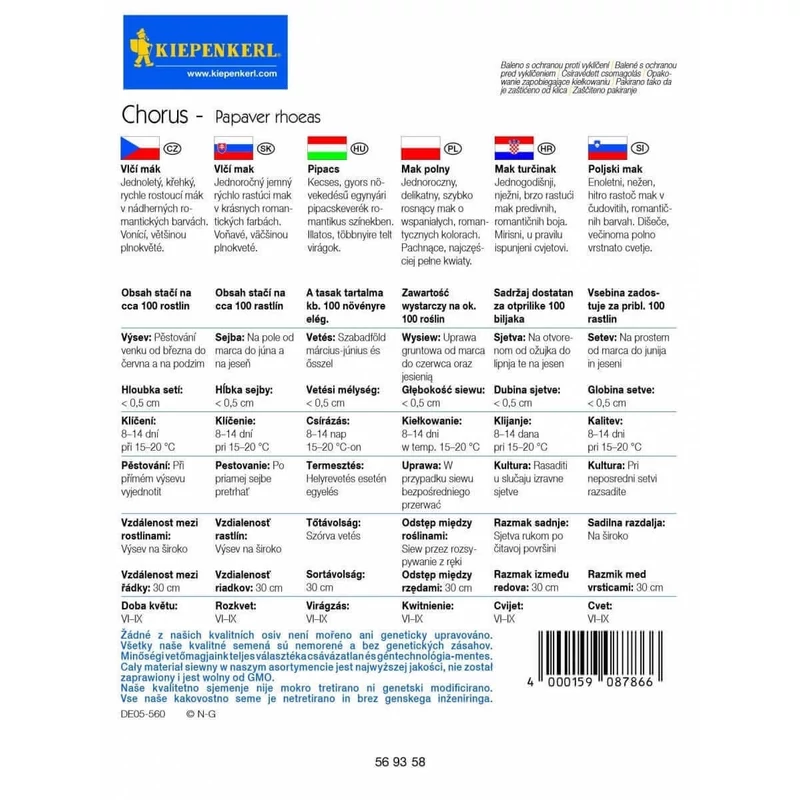 chorus pipacs vetőmag