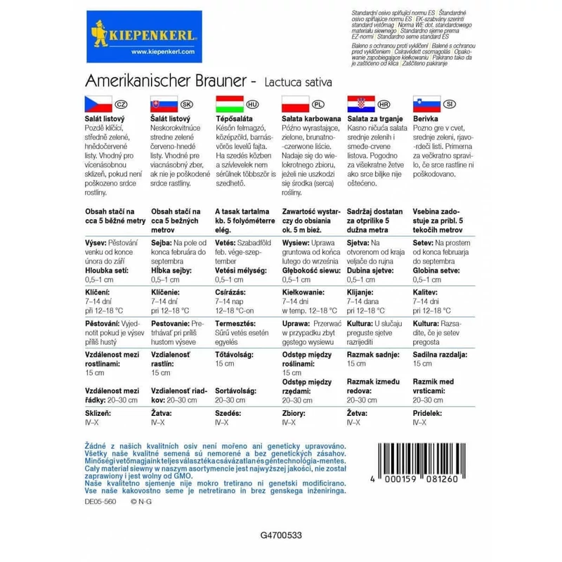 kiepenkerl tépősaláta vetőmag amerikanischer brauner