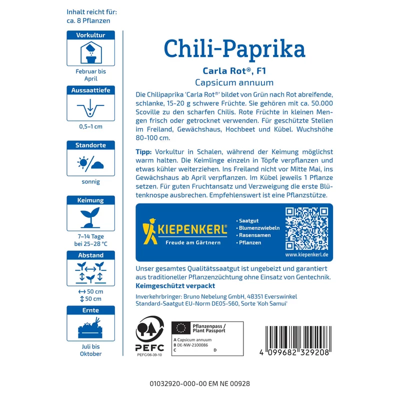 Kiepenkerl Carla Rot (Koh Samui) chili paprika, F1