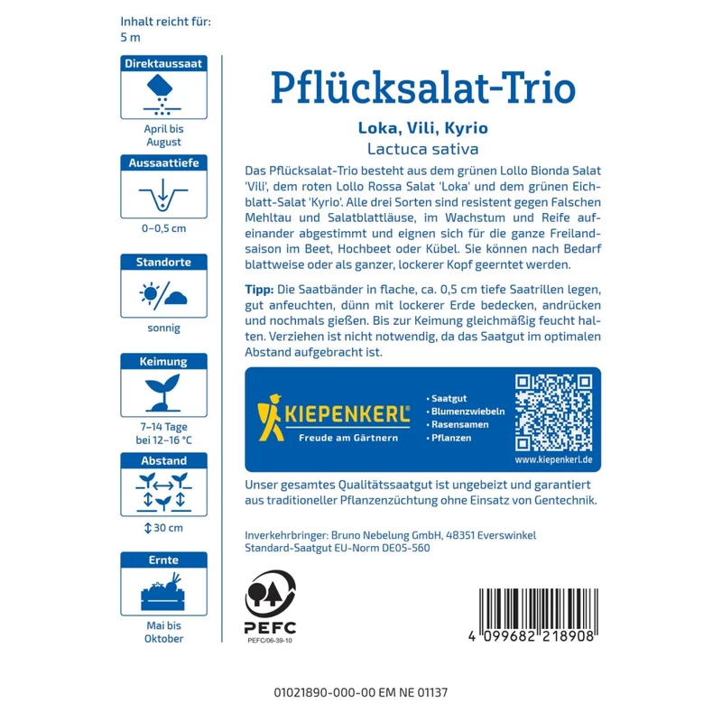 Kiepenkerl Pflücksalat-Trio tépősaláta magszalag