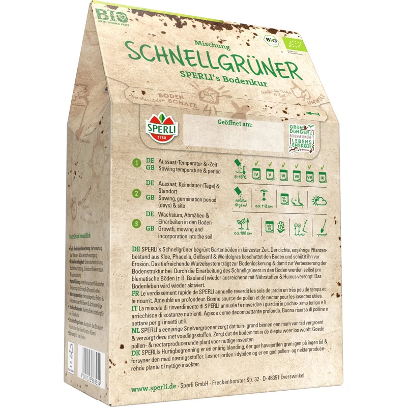 Sperli Schnellgrüner - Gyorsan zöldelő zöldtrágya keverék, 250 gr