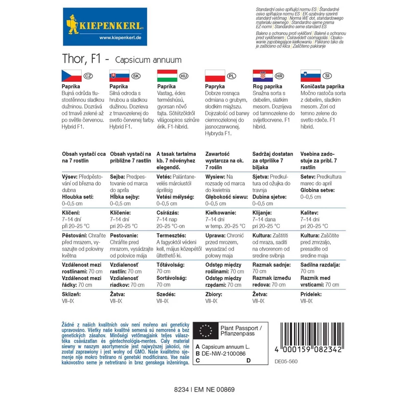 Kiepenkerl Thor hegyes paprika vetőmag, F1