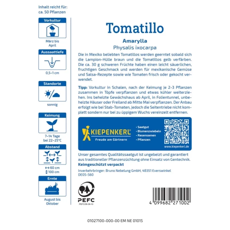 Kiepenkerl Tomatillo Amarylla földicseresznye vetőmag