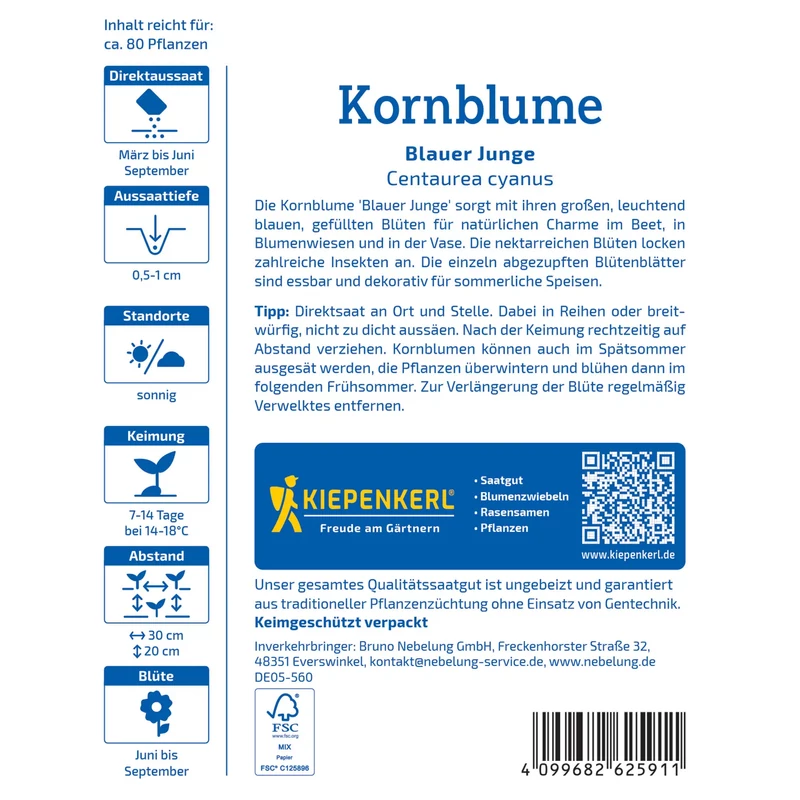 Kiepenkerl Blauer Junge búzavirág vetőmag