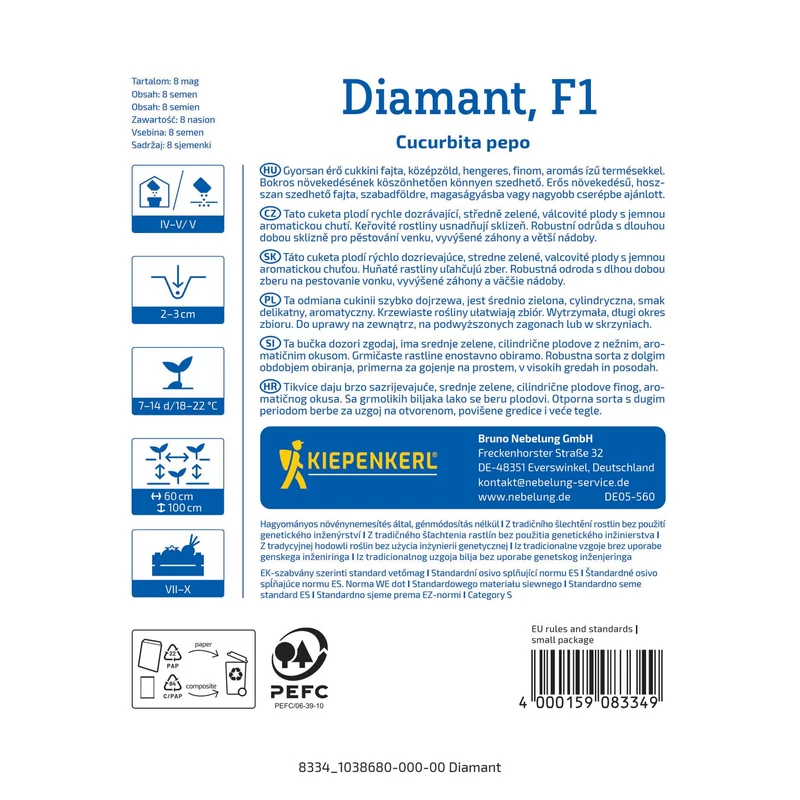Kiepenkerl Diamant cukkini vetőmag, F1
