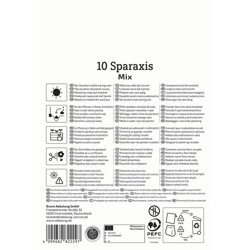 Kiepenkerl Sparaxis tricolor cigányvirág virághagyma