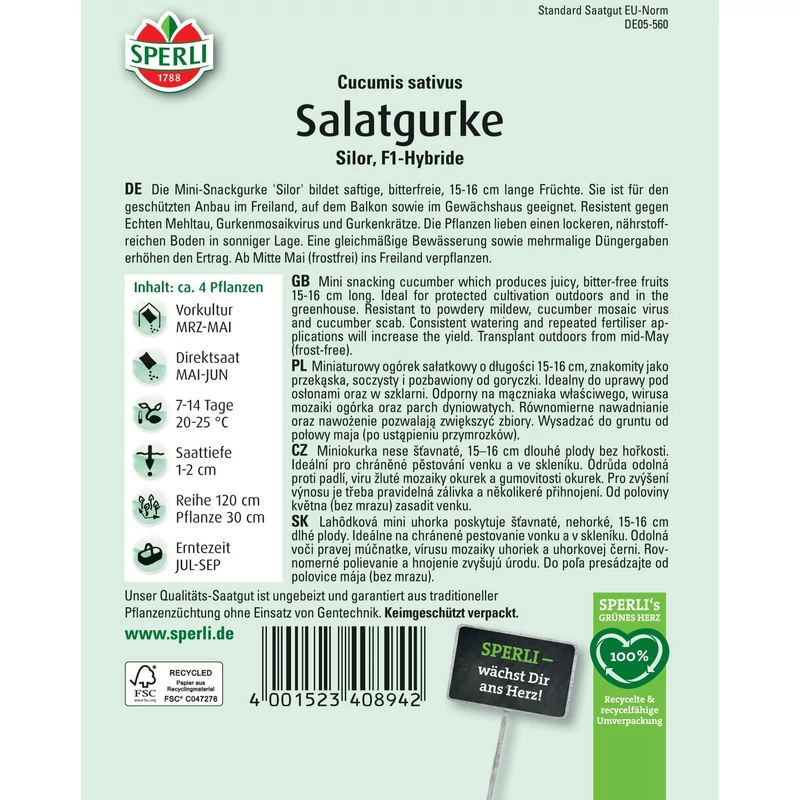 Sperli Silor mini snack-uborka vetőmag, F1